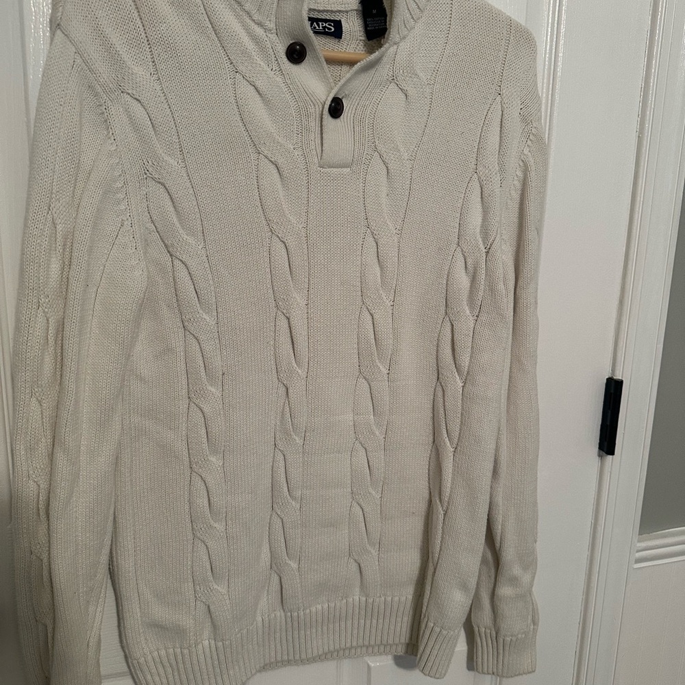 Chaps Men's Off-White Cable Knit Sweater